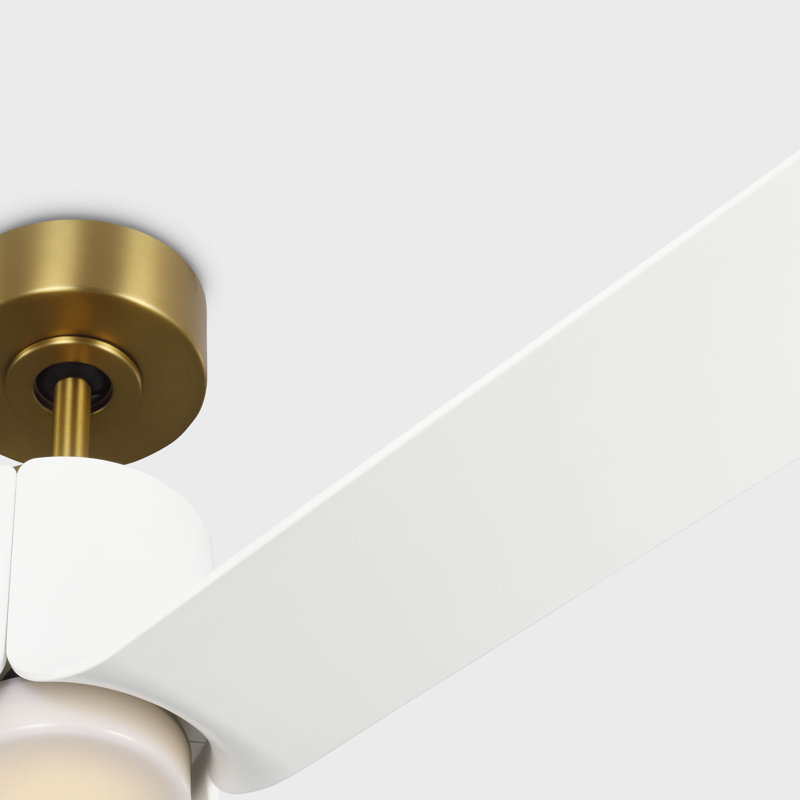 Visual Comfort Fan Peel Smart 52 LED Indoor Ceiling Fan with Threaded Downrod, Matte White ABS blades and Handheld Remote