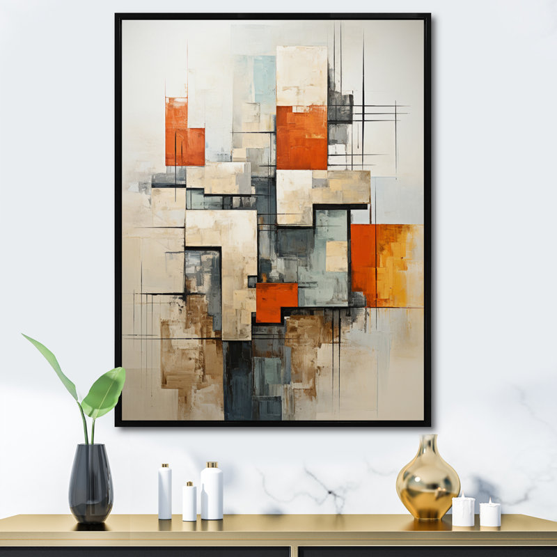 «Jaeliah Constructivism Construit Horizons VI», reproduction sur toile, H 32 po x l 24 po x P 1 po, Cadre flottant noir