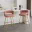 Ensemble de 2 tabourets de bar George avec tabourets de bar rembourrés en velours et à haut dossier et 4 pieds en métal pour îlot de cuisine-709225352