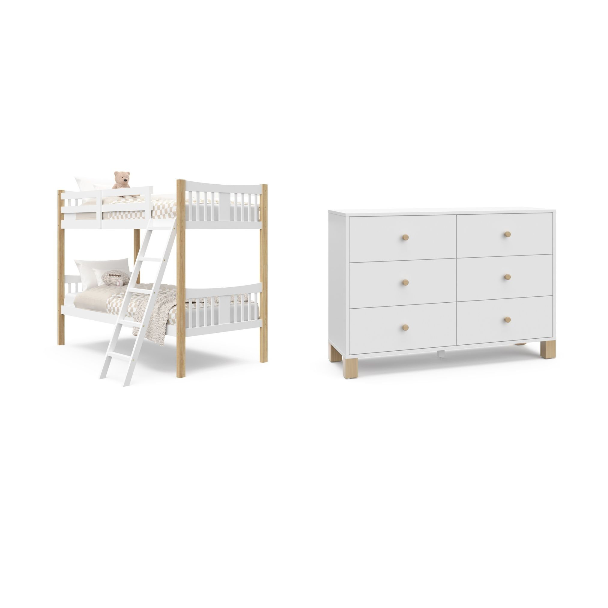 Storkcraft Caribou Twin-Over-Twin Bunk Bed And California 6 Drawer Dresser Set