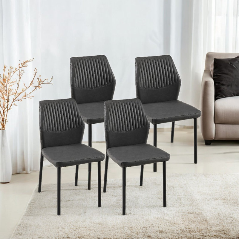 PU Leather Dining Chairs,Set of 4, Dark Gray
