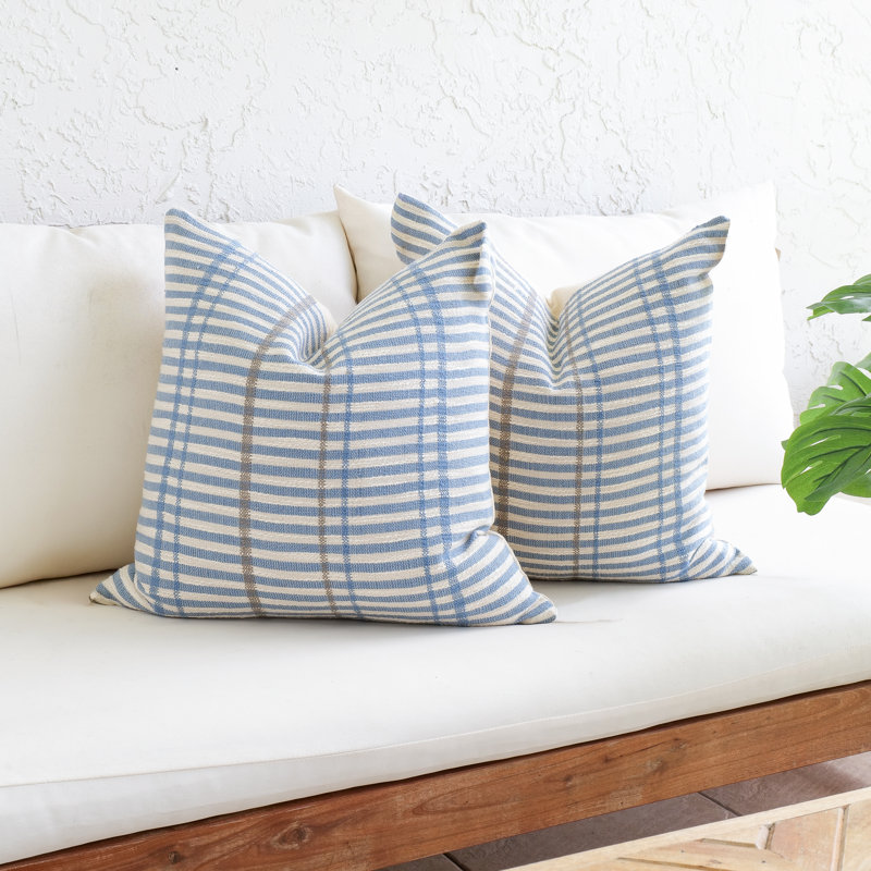 Blue Striped 2 Pillow Set