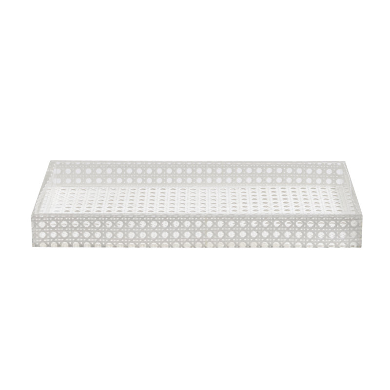 Reed Bathroom Accessory Tray, White