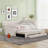 Full Size Upholstered Daybed With Trundle And Three Drawers, Beige-1386576729