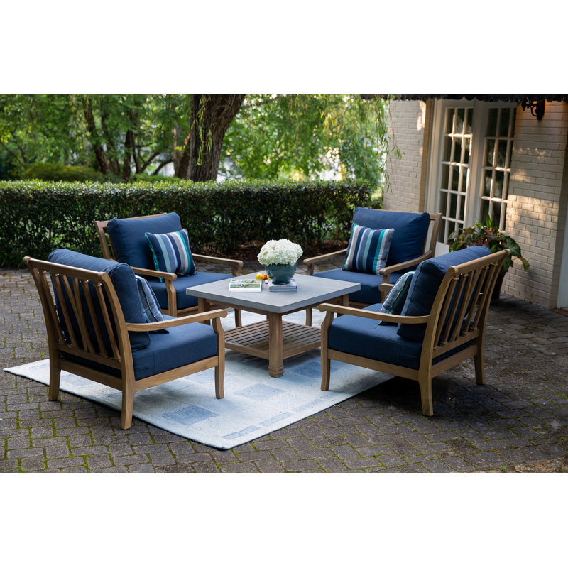 Stockton - Teak Outdoor Coffee Table w/ Polished Concrete Top