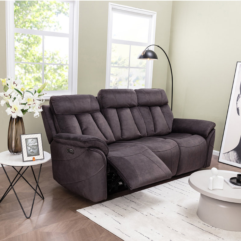 Keveon 41" Swivel Upholstered Power Reclining loveseat sofa with USB Port and Adjustable Headrest