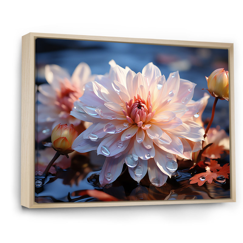 Ponk Dahlia Elegance - Imprimé, H 24 po x l 32 po x P 1 po, Cadre naturel flottant