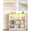 9 Cube Bookcase, Bookshelf with Led Lights, Charging and Open Storage Unit, Wide Wooden Book Shelf for Living Room, Home Office, Bedroom, Study, 30 x 110 x 105 cm 