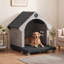 Niche pour chien en résine imperméable 37,72 "avec porche (noir)-731549988