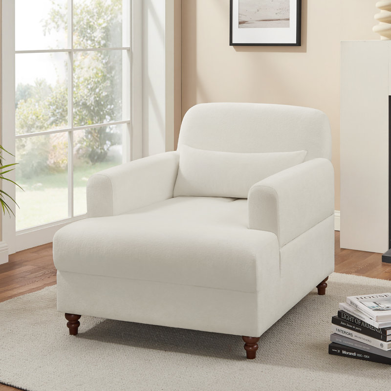 Chaise longue d'intérieur rembourrée 36 po, Blanc