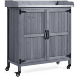 40″ H Garden Potting Bench Table with Lockable Castors