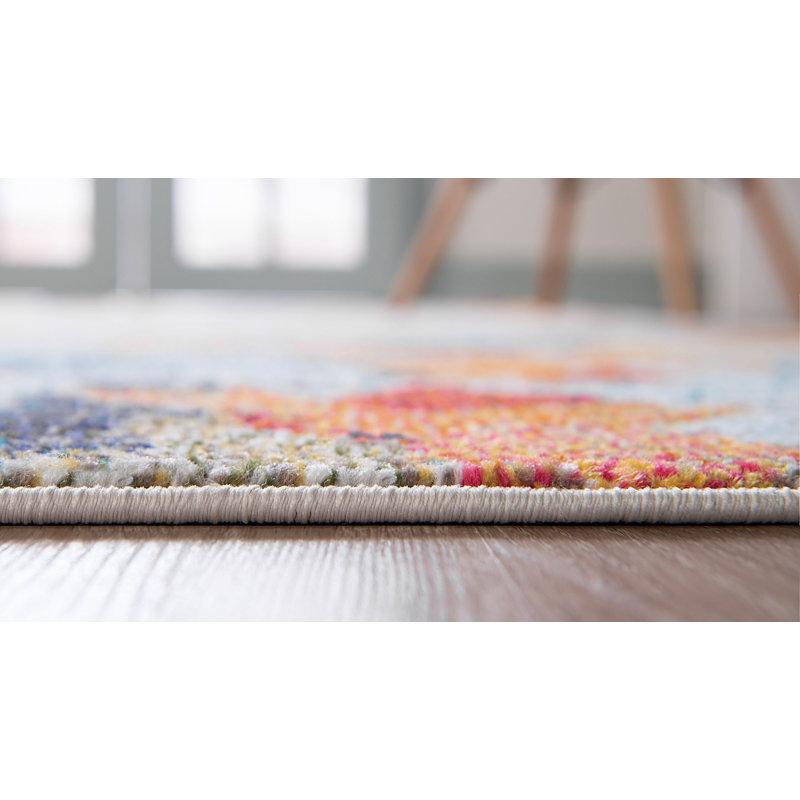 Contemporary Patrocinia Area Rug Beige-Multi Color, Runner 2'2" x 6'7"