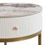 Table de chevet imperméable avec rangement - Table en pierre frittée ronde 19,68 po facile à assembler pour gagner du temps