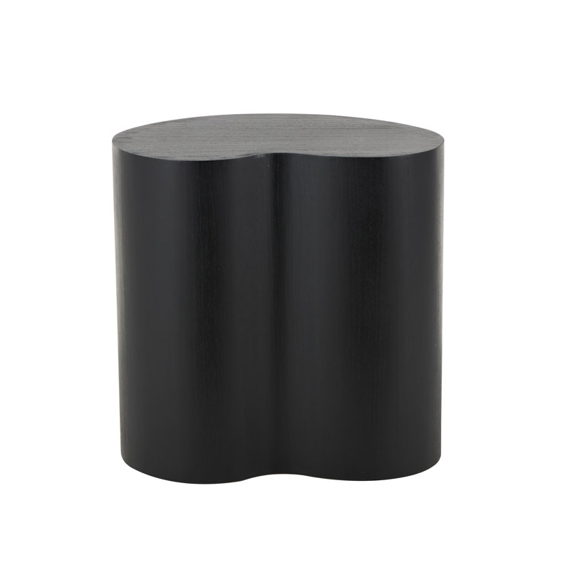 Black Wood Heart Inspired Side End Accent Table, 22" x 14" x 22", Black