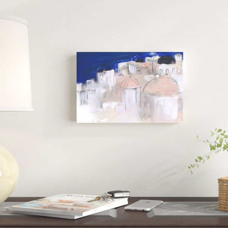 «Méditerranée bleue II» par Jennifer Paxton Parker - peinture sur toile tendue, H 8 po x l 12 po