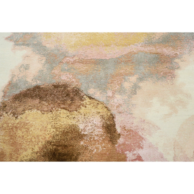Hand Knotted Area Rug in Beige/Gold, Rectangle 9' x 12'