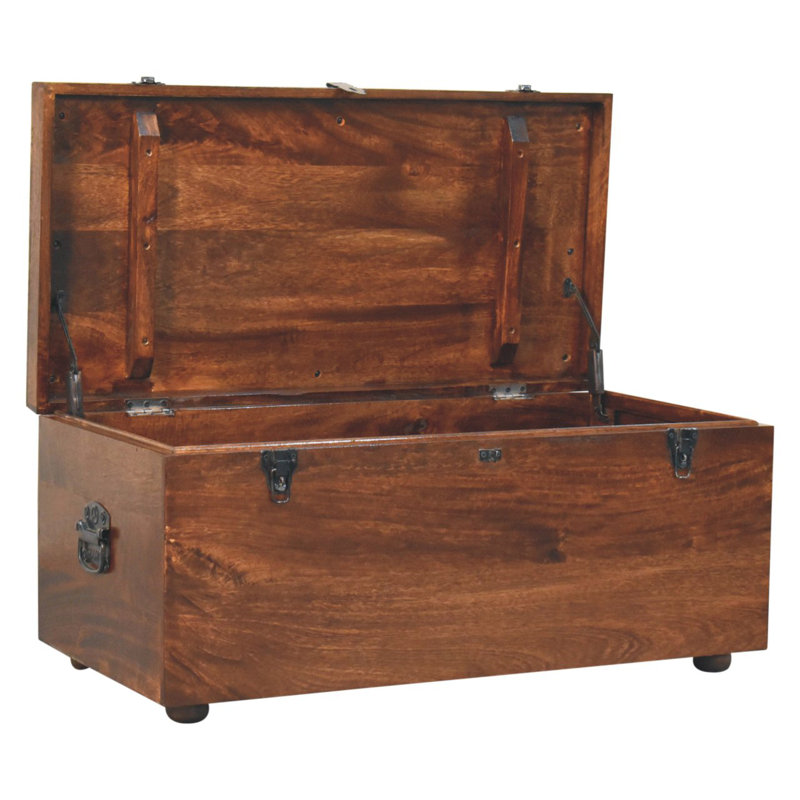 California Walnut and White Linen Storage Trunk