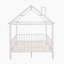 Full Size Wood House Bed with Fence, White