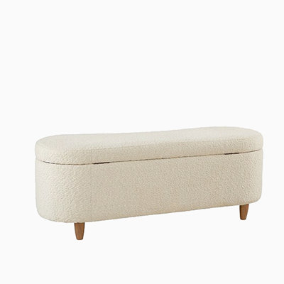 Boucle Flip Top Storage Bench Cream See Below