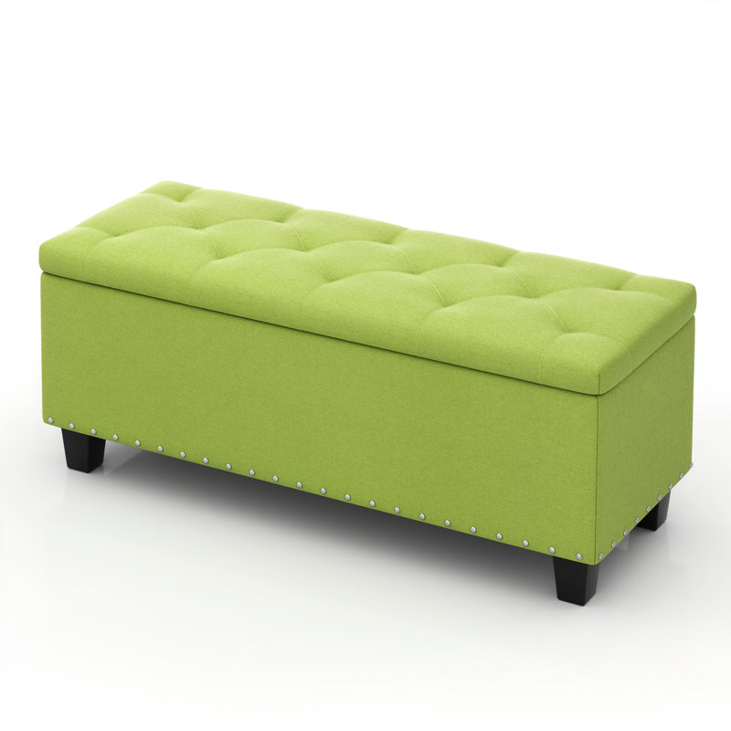 42" Upholstered Ottoman Bench, Button Tufted End of Bed Footrest Footstool for Bedroom Living Room, Black 
