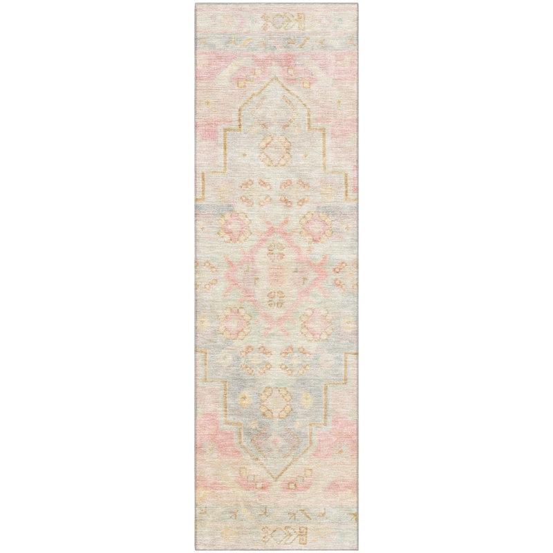 Premium Machine Washable Tara AMF1918 Border Rug, Runner 2'3" x 7'6"