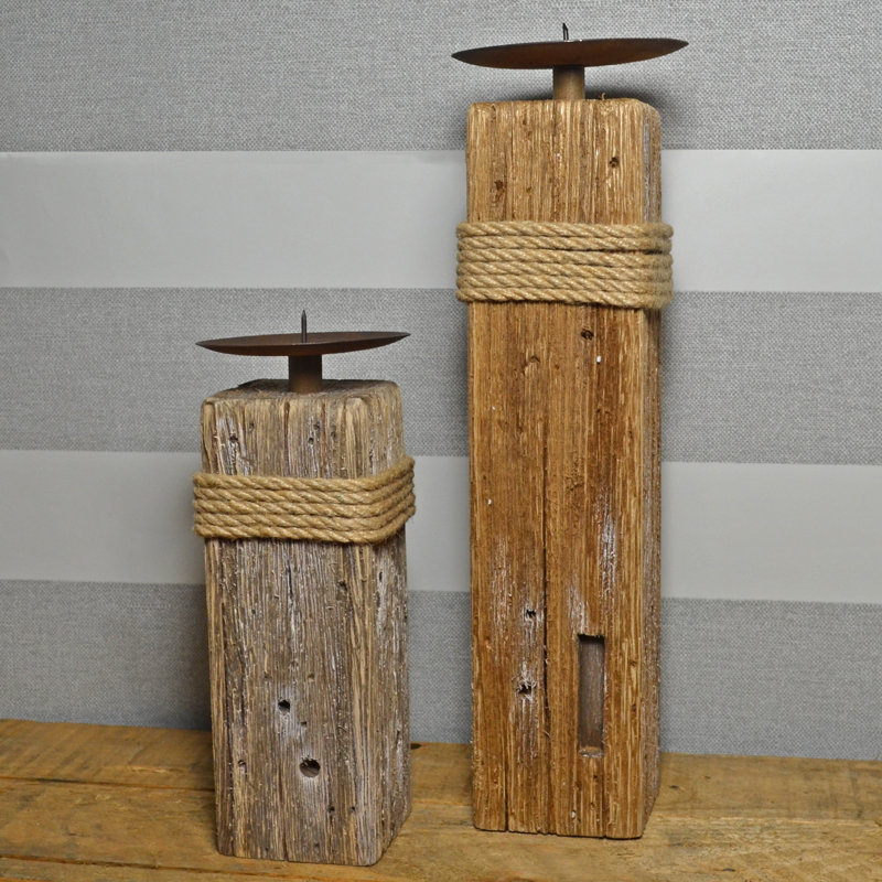 Wood Fireplace Candlestick