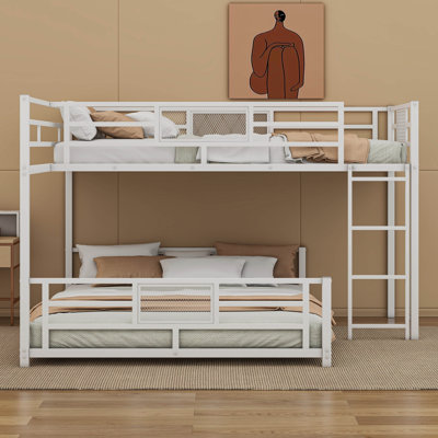 L-Shaped Metal Twin Over Full Size Bunk Bed