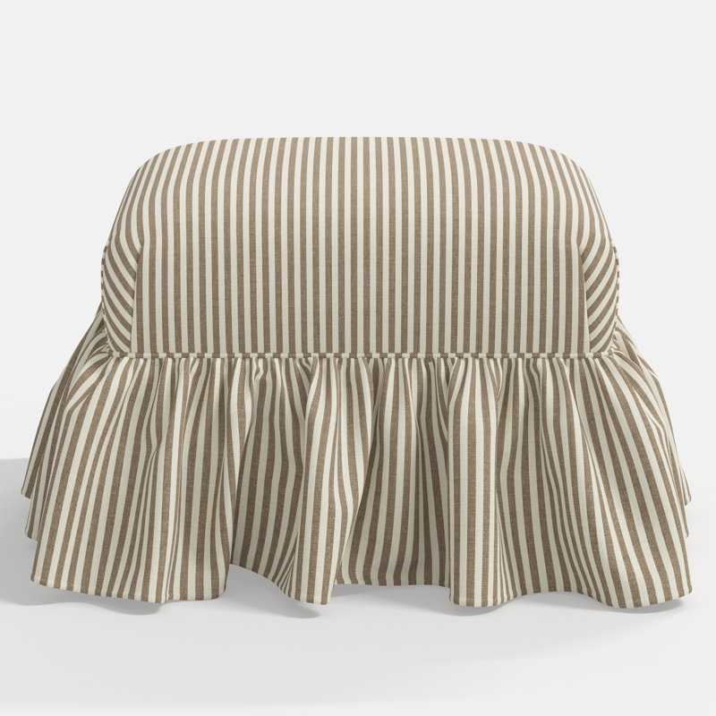 June Upholstered Ottoman, Jane Stripe Burlap