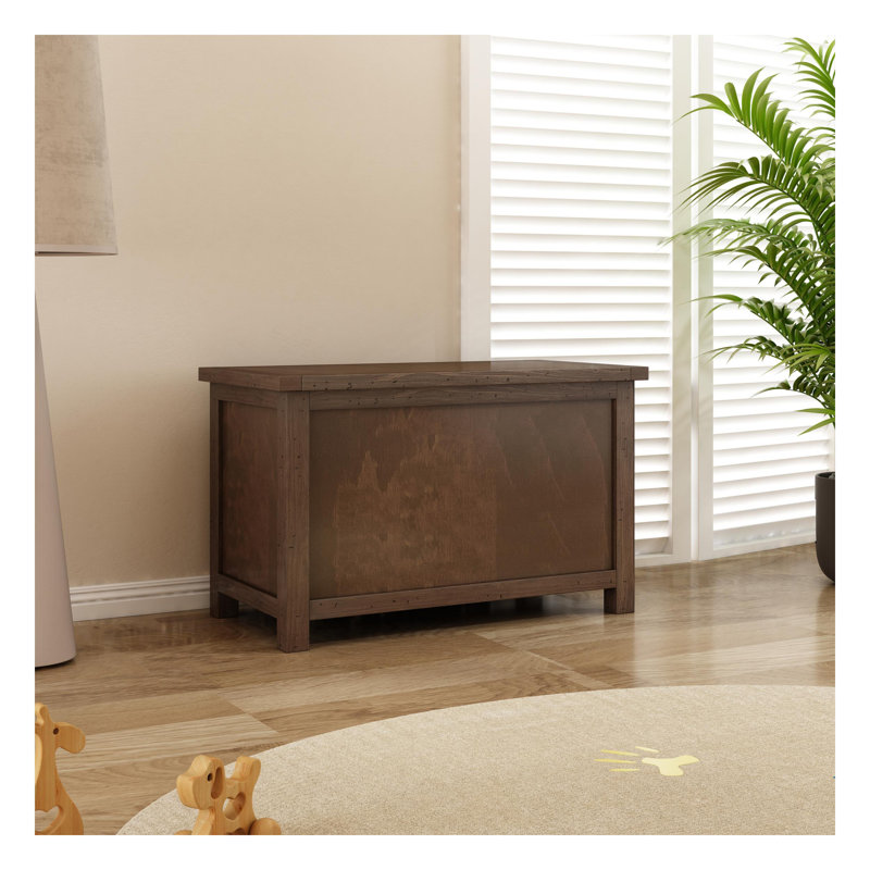 Wood Flip Top Storage Bench, Light Coffee - Stressed