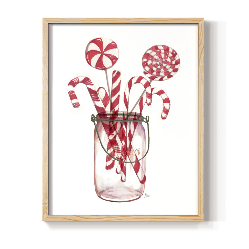 Peppermint Treats Framed Print - Solid Wood, Natural, 11" H x 9" W