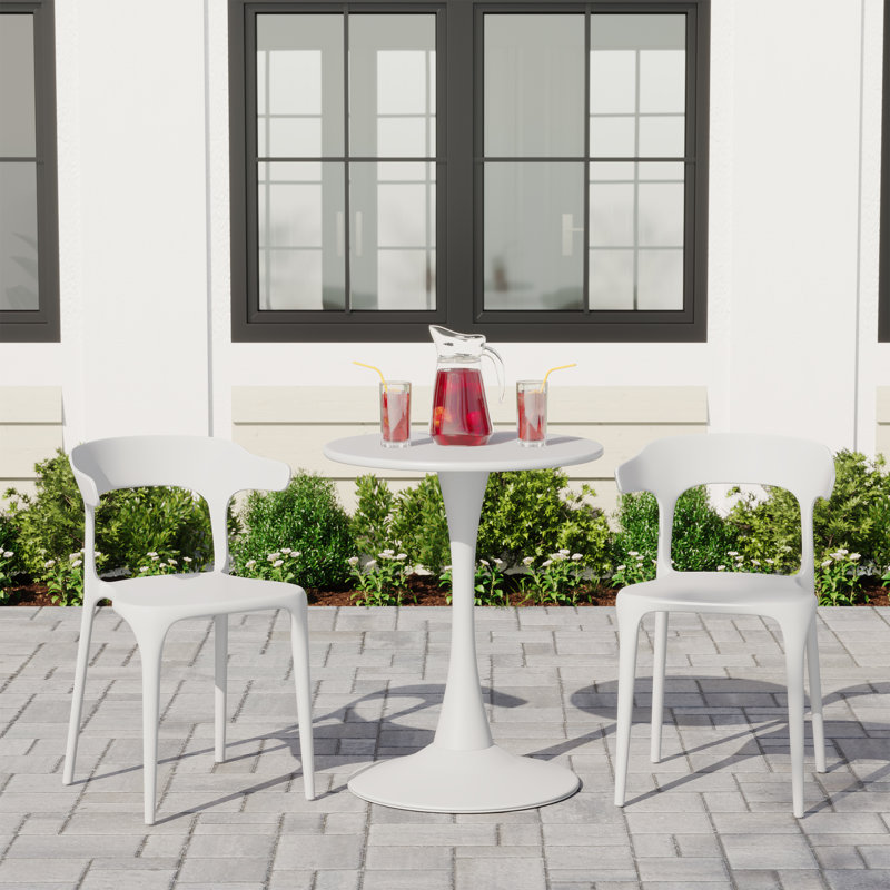 2-Person Outdoor Round Dining Set, White