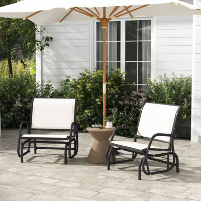 Fauteuils de véranda (de 2), structure en métal avec tissu en filet respirant, blanc crème pour le jardin, la piscine, la cour, le balcon 2, tissu A Breezy Outdoor Time Gardens, Backyard, Balconies