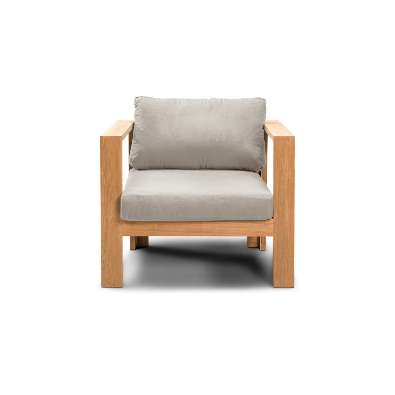 Ando 4 Piece Teak Sofa Seating Group with Sunbrella Cushions, Cast Silver Sunbrella®