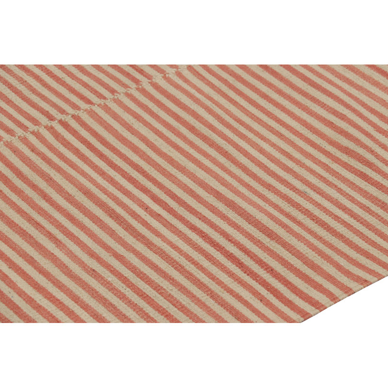 Rug & Kilim’S Contemporary Kilim With Textural Beige And Orange Stripes