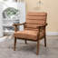Fauteuil d'appoint Mid-Century moderne, structure en bois massif avec accoudoirs en microfibre d'aspect cuir-1481999311