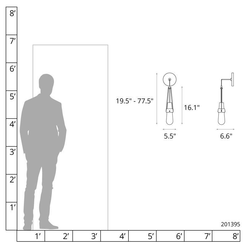 Link Clear Glass Steel Armed Sconce, Ink
