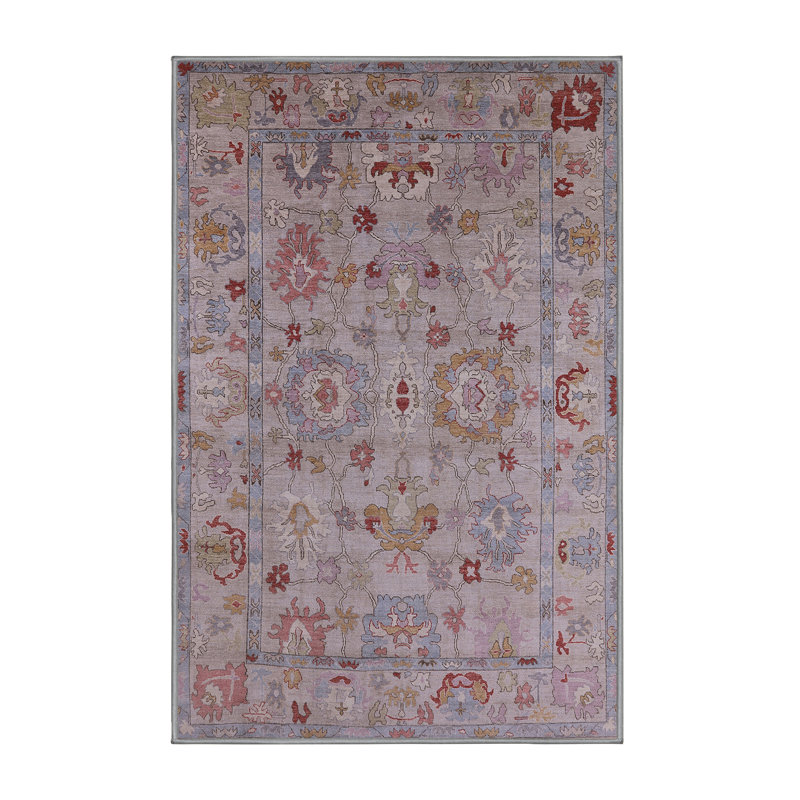 Tapis oriental rose / rouge / jaune Roxby, Rectangle 7 pi x 10 pi