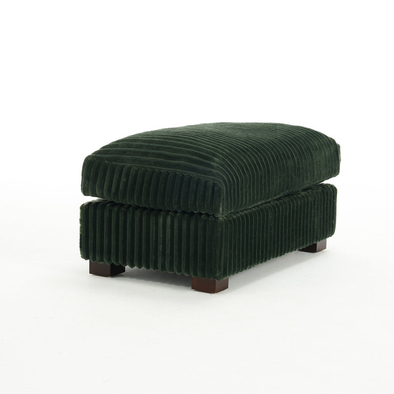 Repose-pieds rembourré rectangulaire en flanelle de fourrure de lapin, pièce modulaire simple pour canapé modulaire, Vert