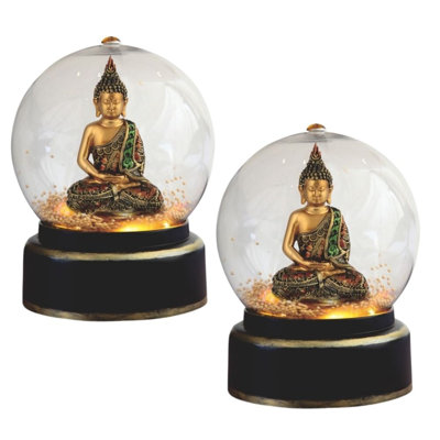 «2-PC Set» ICE ARMOUR 7,5 po de Bouddha doré en forme de boule à neige pneumatique, décoration d'ornement, décoration de maison / chambre et idées de cadeaux uniques pour la pendaison de crémaillère, les Fêtes et les Anniversaires