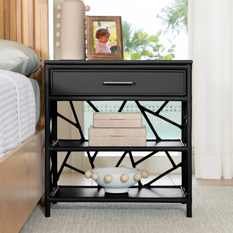 End Table with Storage, Black
