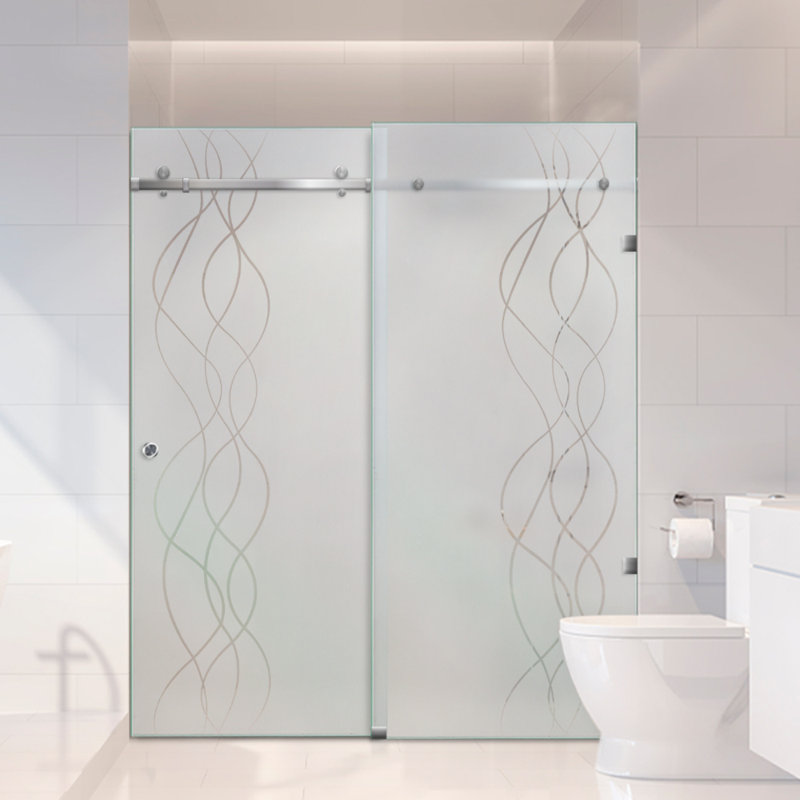 Portes de douche coulissantes doubles en verre 66 po x H 80 po, Gauche, Semi-privé