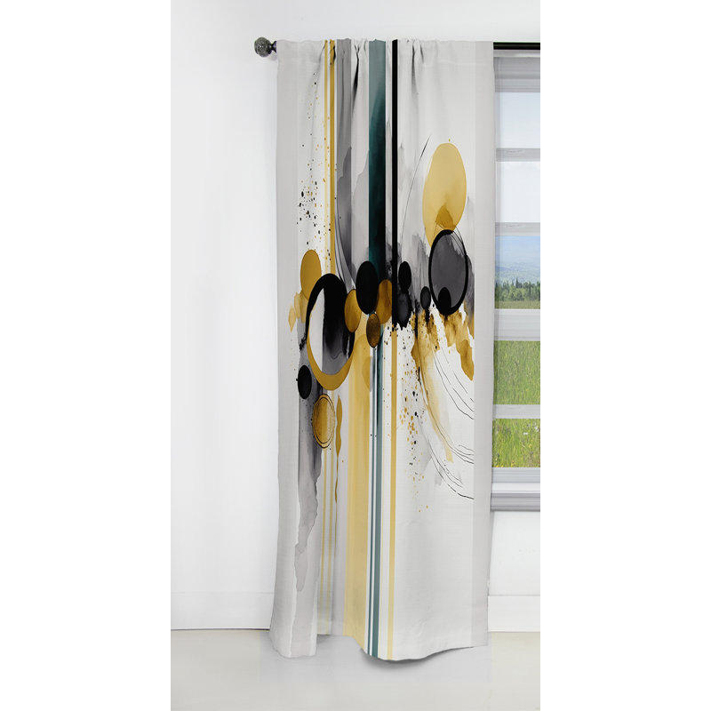 Shery - Rideau Shapes - Rideau abstrait en velours occultant - 1 panneau, L 52 po x L 95 po