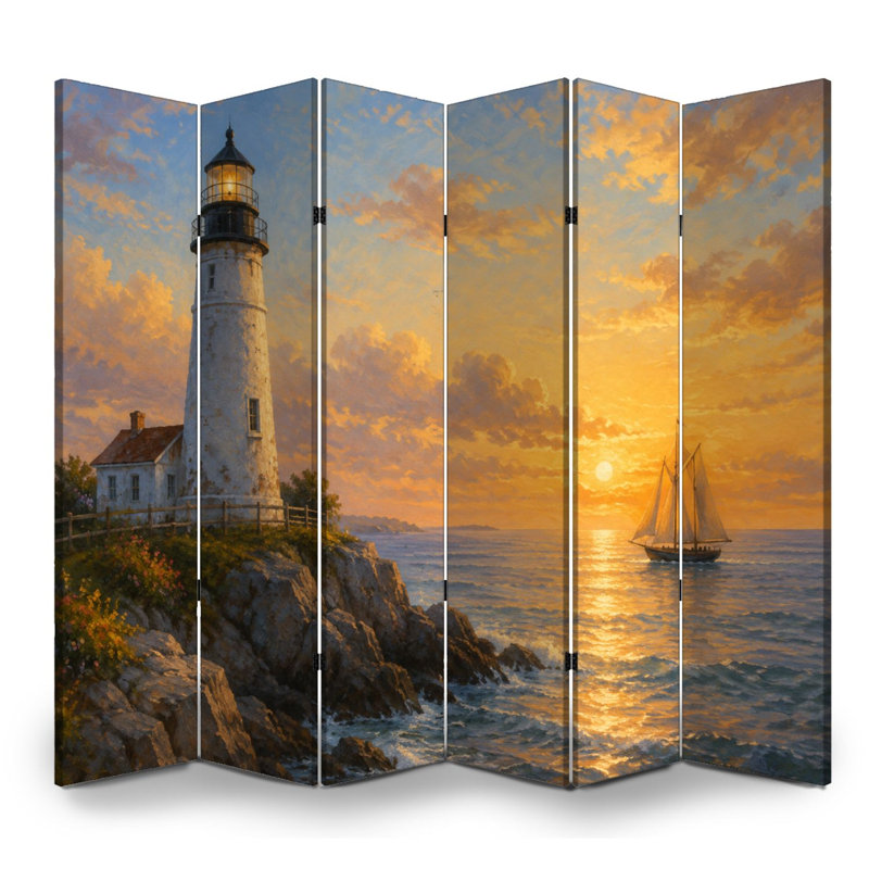 Cloison pliante à 6 panneaux avec paravents et phare Royal, 6, H 71 po x l 96 po x P 1 po