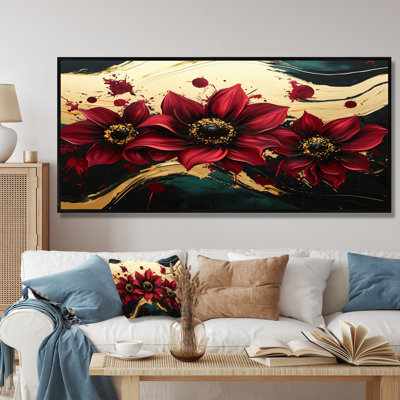 Impression sur toile «Vibrant Fiery Garden Of Absract Sunflowers I» - Tournesols