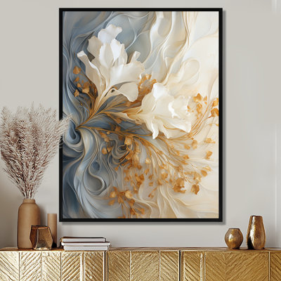 White and gold champagne flow V - Champagne Large Wall Art