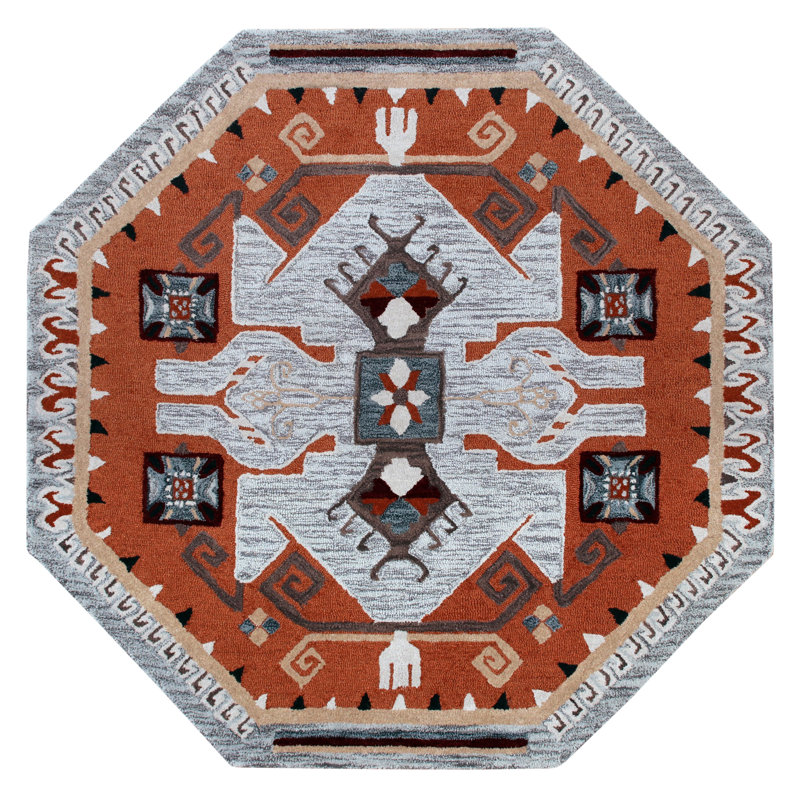Adriennie Hand Tufted Wool Southwestern Indoor Rug, Round 6'