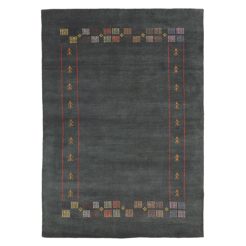 Tapis vert Kashkuli Gabbeh 4 pi 10 po x 6 pi 10 po