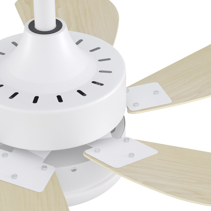 Alisha-Ann 75cm Ceiling Fan with Light Kit, White with Wood Blades