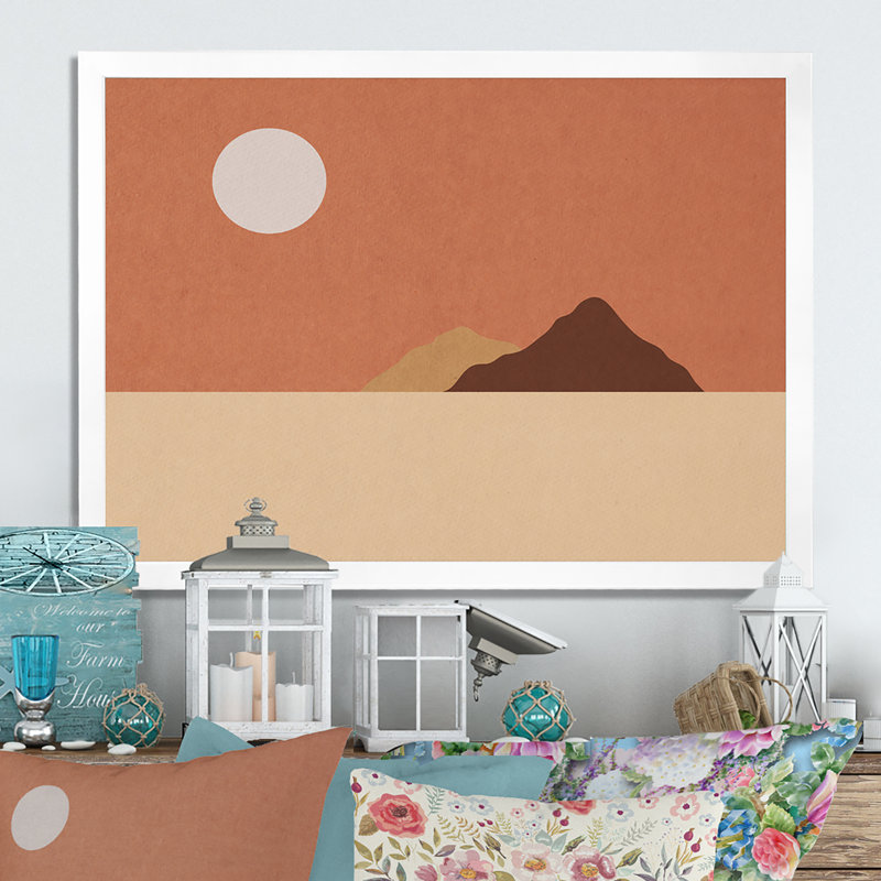 «Abstract Mininalisme Moon Landscape II», reproduction sur toile flottante, Cadre photo blanc, H 30 po x l 40 po x P 1,5 po