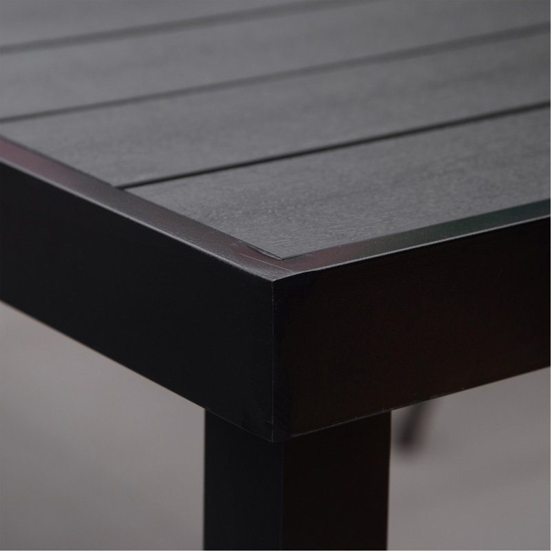 Table de salle à manger d'extérieur 75 po x 35 po pour 8 personnes, table de jardin rectangulaire en aluminium avec plateau en faux bois toutes saisons pour le jardin, pelouse, patio, noir